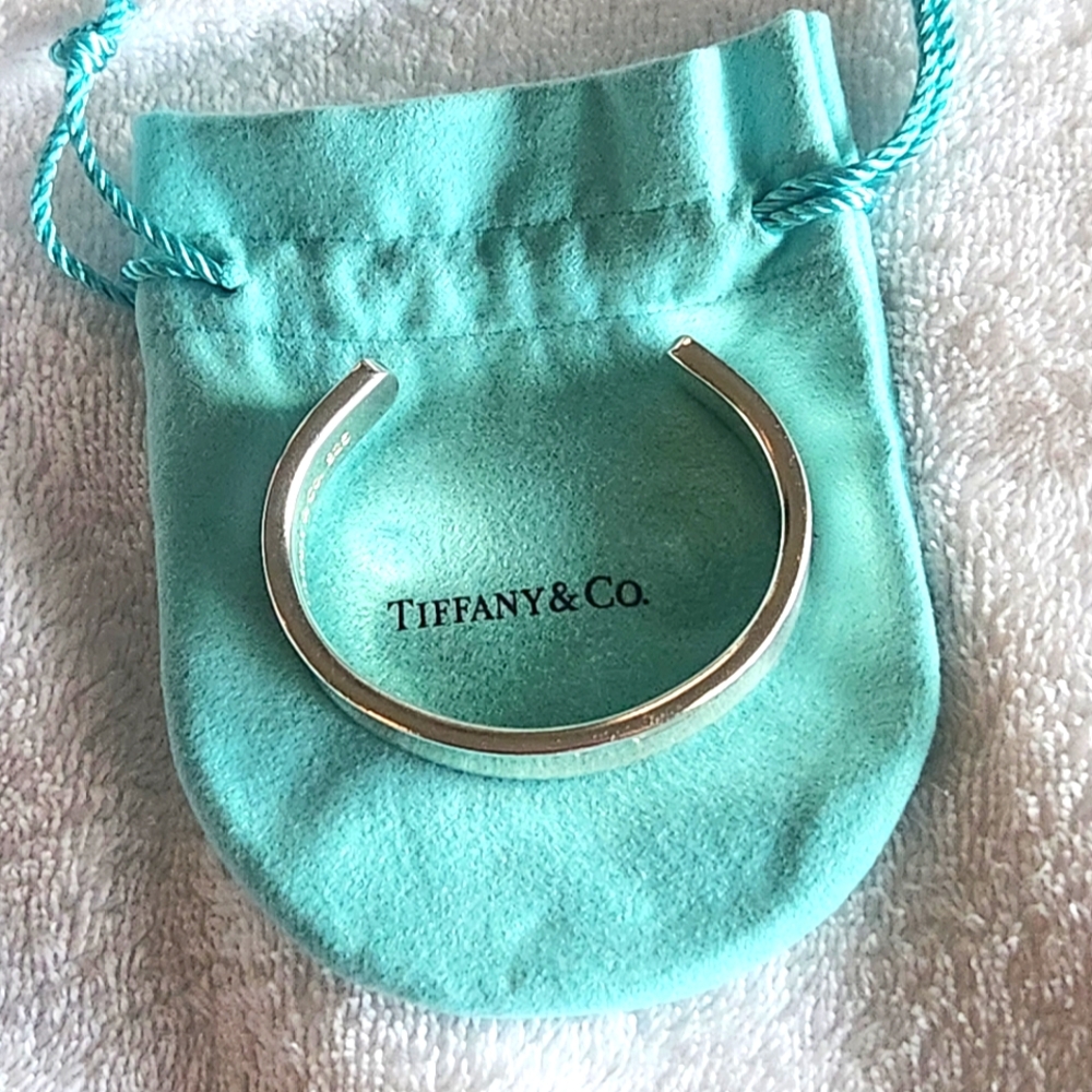 Small 6" Tiffany & Co Sterling Silver 1837 Wide Cuff Bracelet